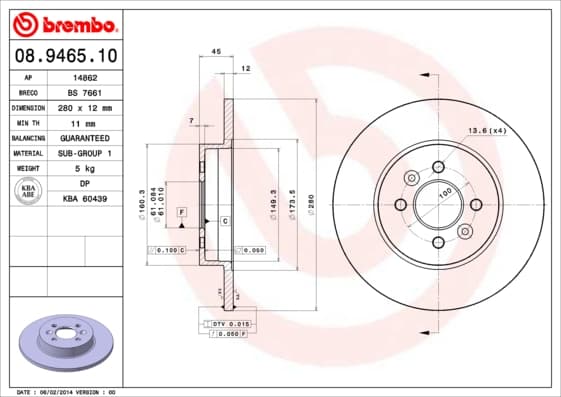 BREMBO Brzdový kotúč 08946510 1