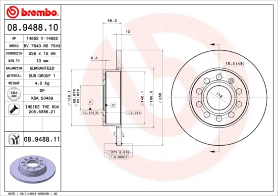 BREMBO Brzdový kotúč 08948811 1