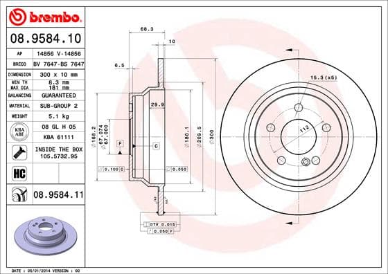 BREMBO Brzdový kotúč 08958411 1