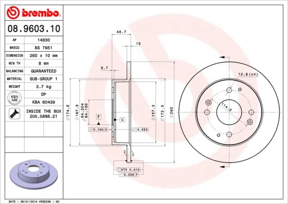 BREMBO Brzdový kotúč 08960310 1