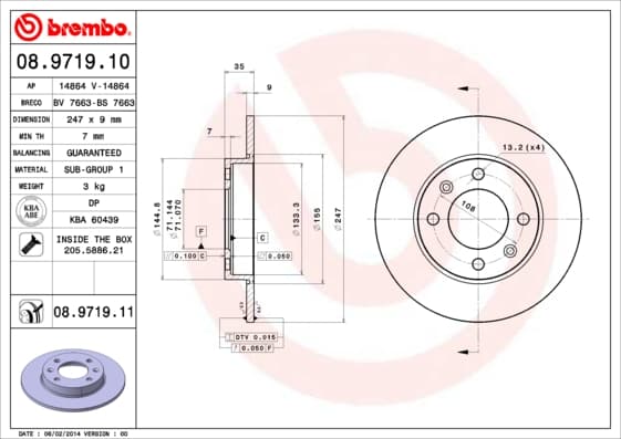 BREMBO Brzdový kotúč 08971911 1