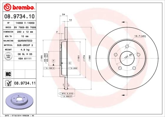 BREMBO Brzdový kotúč 08973411 1