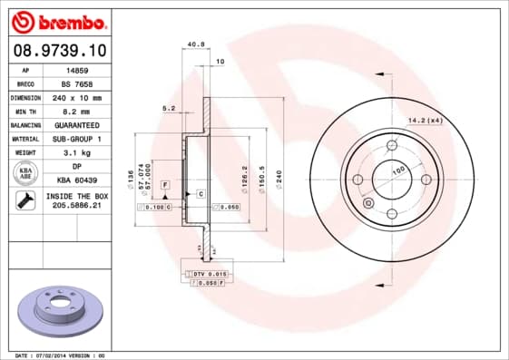 BREMBO Brzdový kotúč 08973910 1