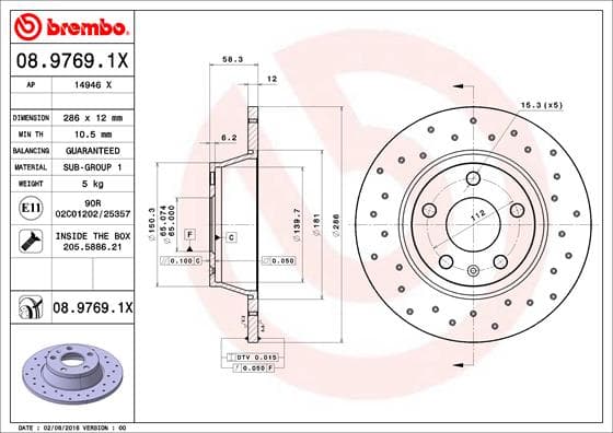 BREMBO Brzdový kotúč 0897691X 1