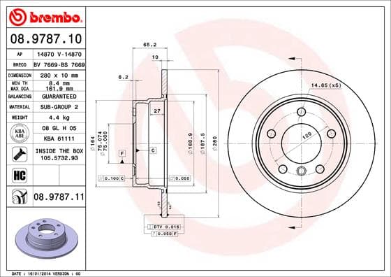 BREMBO Brzdový kotúč 08978711 1