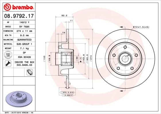 BREMBO Brzdový kotúč 08979217 1