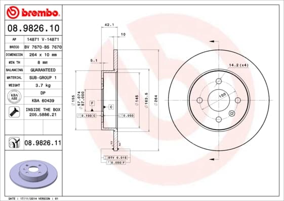 BREMBO Brzdový kotúč 08982611 1