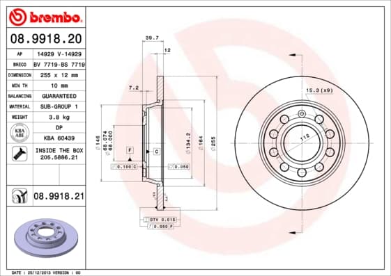 BREMBO Brzdový kotúč 08991821 1