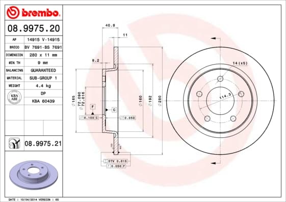 BREMBO Brzdový kotúč 08997521 1