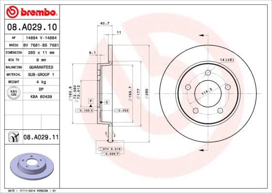 BREMBO Brzdový kotúč 08A02911 1