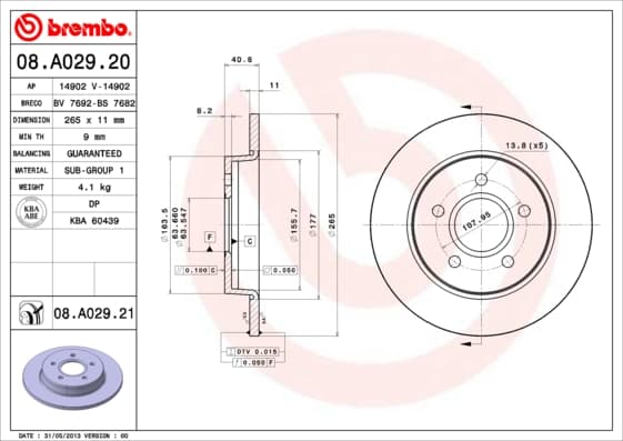 BREMBO Brzdový kotúč 08A02921 1