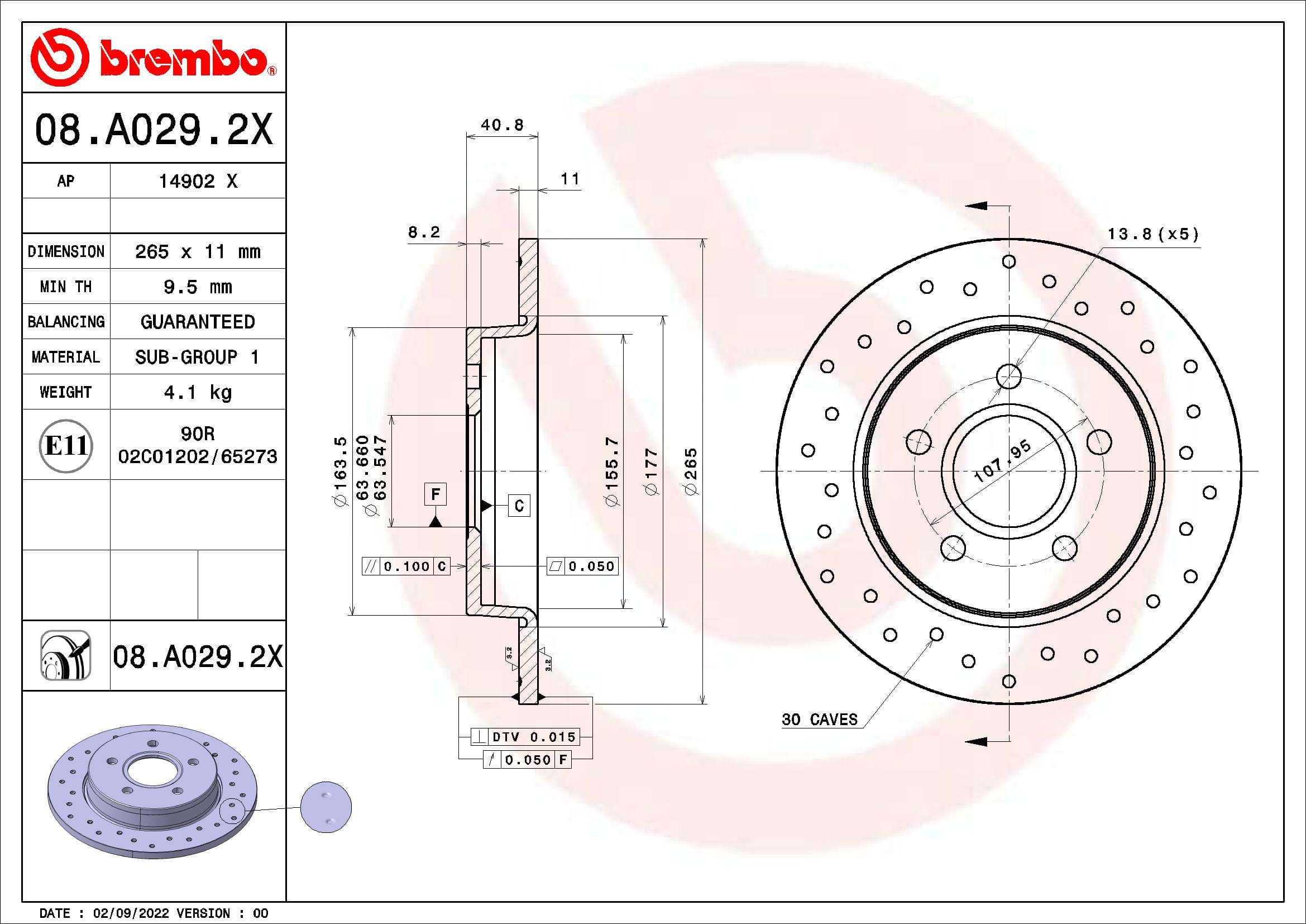 BREMBO Brzdový kotúč 08A0292X 1