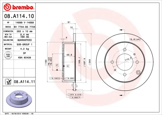 BREMBO Brzdový kotúč 08A11411 1