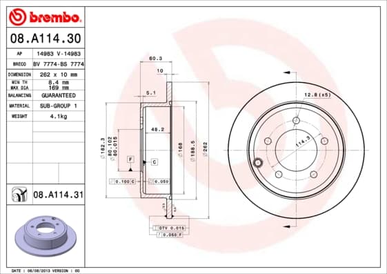 BREMBO Brzdový kotúč 08A11431 1