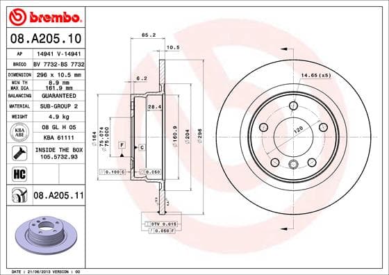 BREMBO Brzdový kotúč 08A20511 1