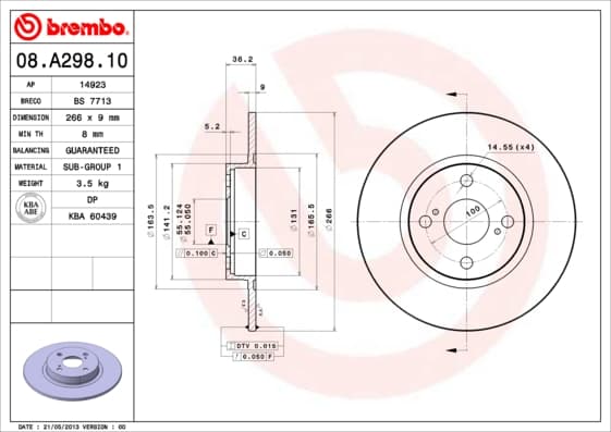 BREMBO Brzdový kotúč 08A29810 1