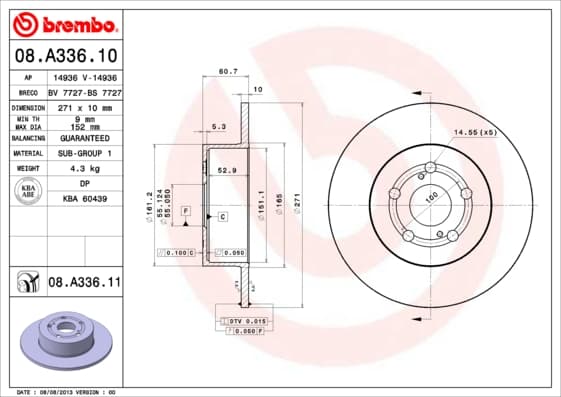 BREMBO Brzdový kotúč 08A33611 1