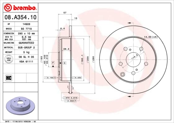 BREMBO Brzdový kotúč 08A35410 1