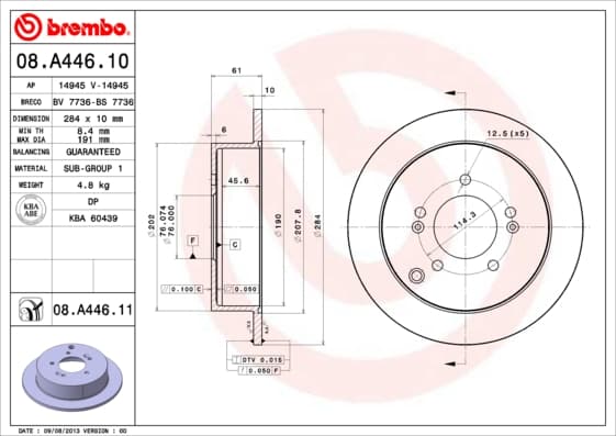 BREMBO Brzdový kotúč 08A44611 1