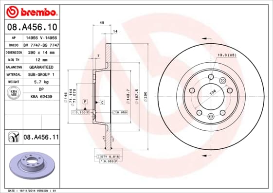 BREMBO Brzdový kotúč 08A45611 1