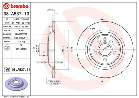 BREMBO Brzdový kotúč 08A53711 1