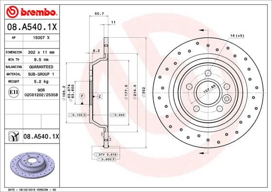 BREMBO Brzdový kotúč 08A5401X 1