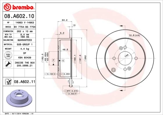 BREMBO Brzdový kotúč 08A60211 1