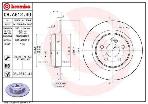 BREMBO Brzdový kotúč 08A61241 1