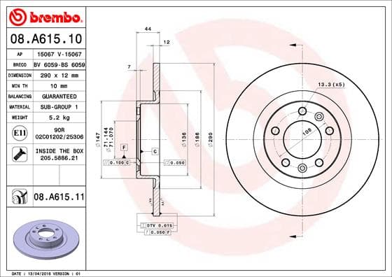 BREMBO Brzdový kotúč 08A61511 1