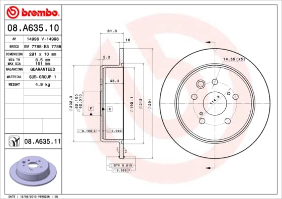 BREMBO Brzdový kotúč 08A63511 1