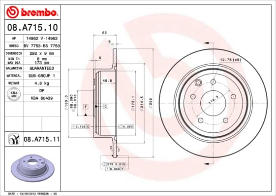 BREMBO Brzdový kotúč 08A71511 1
