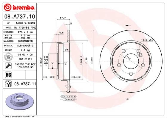 BREMBO Brzdový kotúč 08A73711 1