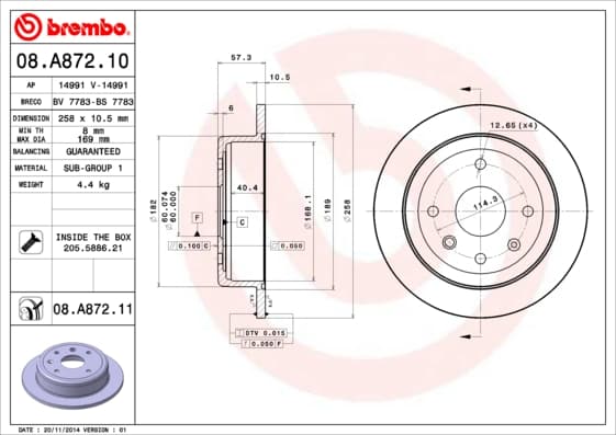 BREMBO Brzdový kotúč 08A87211 1