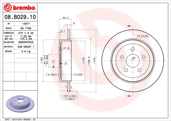 BREMBO Brzdový kotúč 08B02910 1
