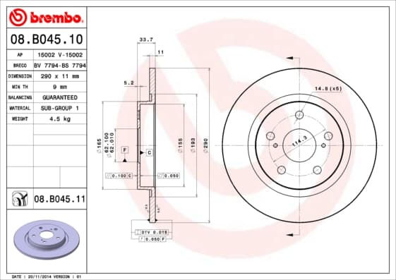 BREMBO Brzdový kotúč 08B04511 1