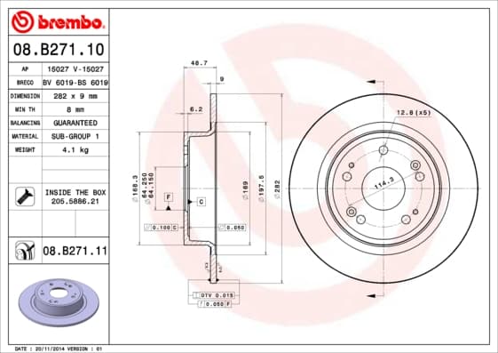 BREMBO Brzdový kotúč 08B27111 1
