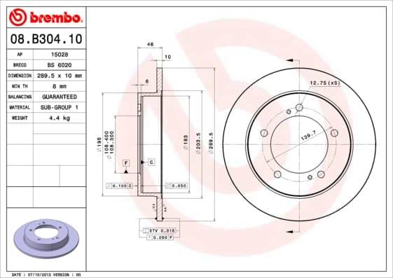 BREMBO Brzdový kotúč 08B30410 1
