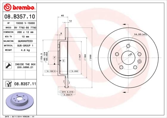 BREMBO Brzdový kotúč 08B35711 1