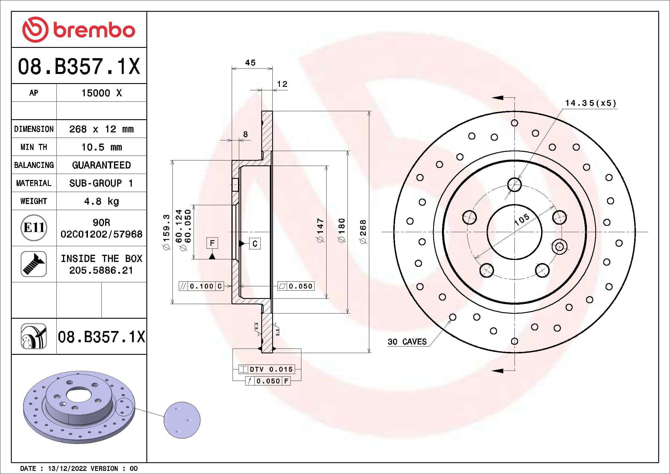 BREMBO Brzdový kotúč 08B3571X 1