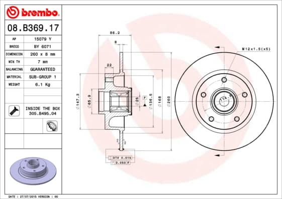 BREMBO Brzdový kotúč 08B36917 1
