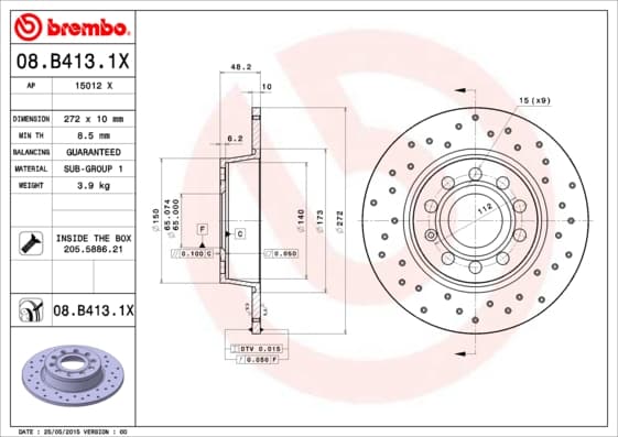 BREMBO Brzdový kotúč 08B4131X 1