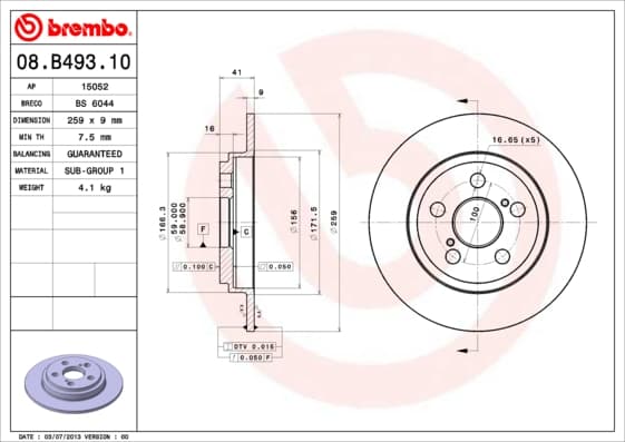BREMBO Brzdový kotúč 08B49310 1