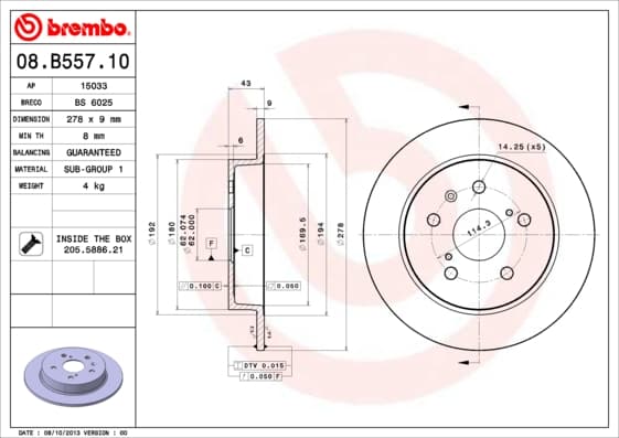 BREMBO Brzdový kotúč 08B55710 1