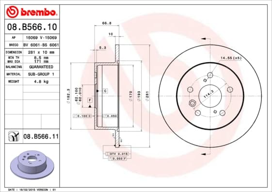 BREMBO Brzdový kotúč 08B56611 1