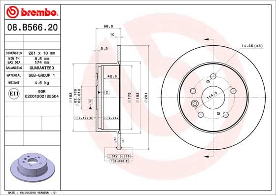 BREMBO Brzdový kotúč 08.B566.21 1