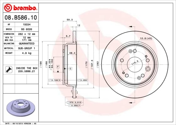 BREMBO Brzdový kotúč 08B58610 1