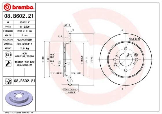 BREMBO Brzdový kotúč 08.B602.21 1