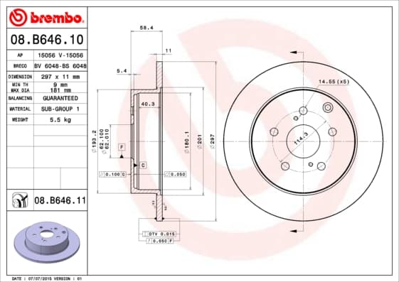 BREMBO Brzdový kotúč 08B64611 1
