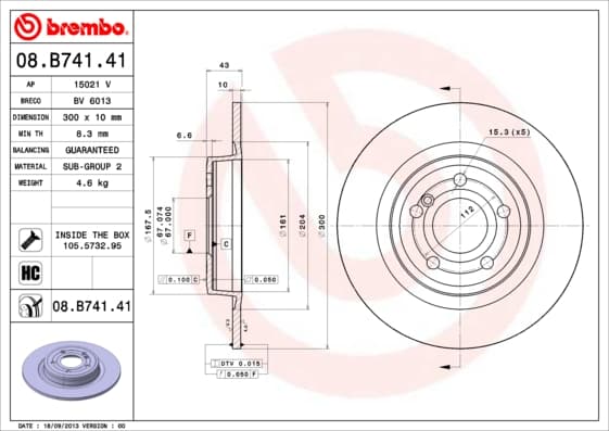 BREMBO Brzdový kotúč 08B74141 1