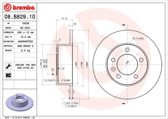 BREMBO Brzdový kotúč 08B82910 1